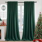 MIULEE Christmas Hunter Green Back Tab Blackout Curtains 52"x108" 2 Panels | by MIULEE