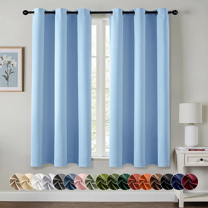 MIULEE Blackout Curtains for Bedroom 2 Panels 40 x 54 Inch Long Sky Blue | by MIULEE