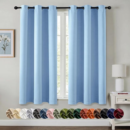 MIULEE Blackout Curtains for Bedroom 2 Panels 40 x 45 Inch Long Sky Blue | by MIULEE