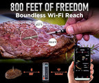 WiFi and Bluetooth Meat Thermometer Digital Wireless BBQ Set - Long Range Connection with Chef Knife, Fork, Meats Temperature Probe,Meat Thermometer Grilling, Smoking Cooking, BBQ Gift for Men