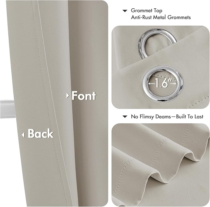 MIULEE Blackout Curtains for Bedroom 2 Panels 40 x 54 Inch Long Natural | - Image 4