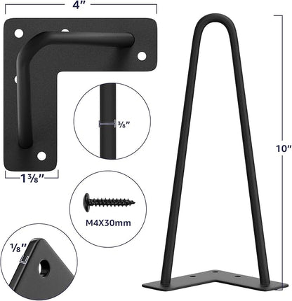 SMARTSTANDARD 10 Inch Heavy Duty Hairpin Furniture Legs, Metal Home DIY Projects - Image 2