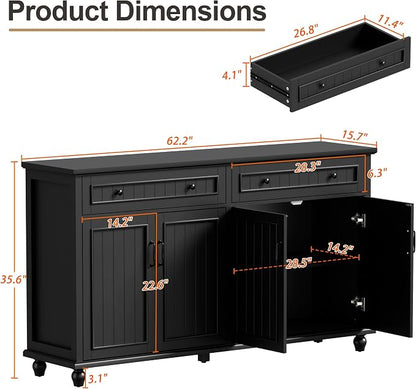 Scurrty Sideboard Buffet Cabinet, Vintage Coffee Bar Cabinets - Image 2