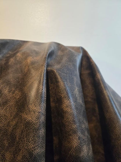Brown Vintage Distressed Soft Faux Leather Fabric PU Peta Approved Vegan - Image 11