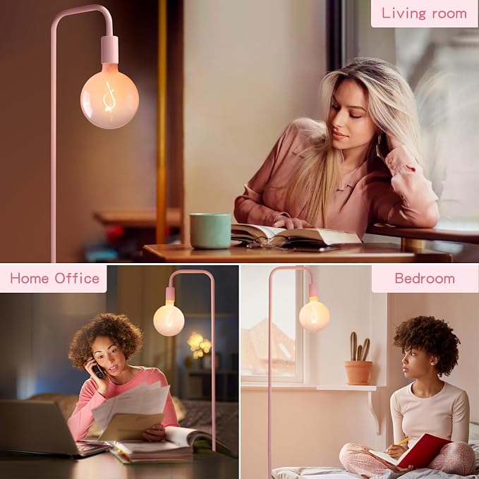 ONEWISH Pink Floor Lamp for Bedroom, Cute Standing Lamp - Image 6