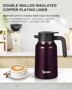 51 Oz Carafes for Hot Liquid, Stainless Steel Insulated Vacuum Thermal Coffee Carafes For Keeping Hot, 1.5 Liter Coffee Dispenser(Angola Red)