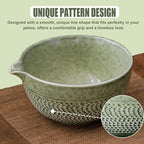 Ceramic Japanese Style Matcha Bowl Whisk Holder Temperature Resistant Braid Textured Matcha Tea Bowl Set With Spout for Trip (Light Green)
