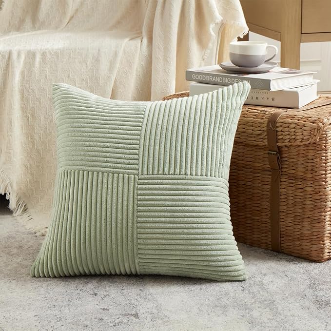 Fancy Homi 2 Packs Sage Green Euro Decorative Throw Pillow Covers 28x28 Inch - Image 2
