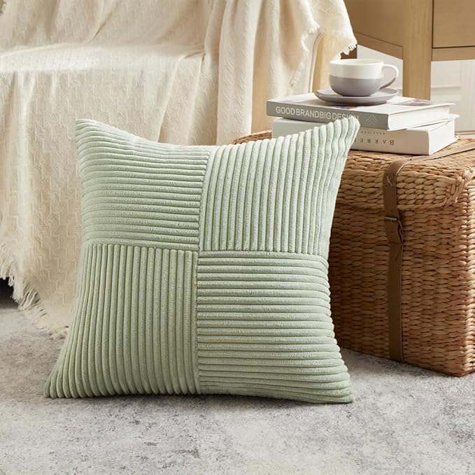 Fancy Homi 2 Packs Sage Green Big Decorative Throw Pillow Covers 24x24 Inch - Image 2