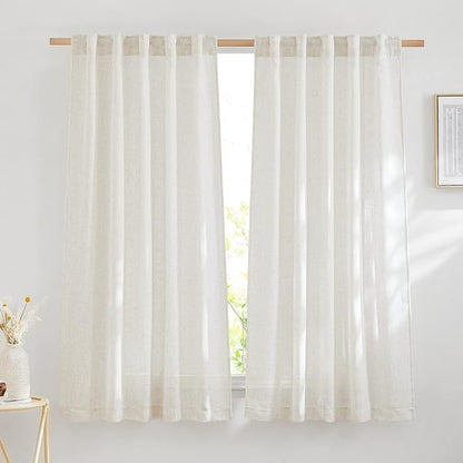 NICETOWN Semi Sheer Curtains 72 inches Long Linen Blend, Rod Pocket & Back Tab by NICETOWN
