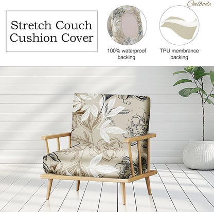 CALBODE 14Pcs Outdoor Stretch Cushion Covers, Waterproof Outdoor Chair Floral - Image 4