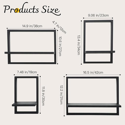 PHOENANCEE Square Floating Shelves, Framed Wall Shelf Decorative Set of 4 - Image 3