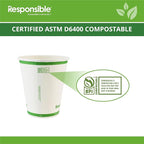 10 oz Paper Hot Cups, Tree-Less™ Compostable Paper Coffee Cups, Extra Strength, Tree-Free and Made Without PFAS, White (1000 Count)