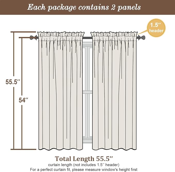 Chyhomenyc Ivory Sheer Curtains 54 Inch Length 2 Panels - Image 6