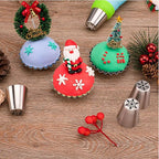 Christmas Piping Bags and Tips Set, 11 Pcs Frosting Tips, Icing Bags Disposable for Cakes Decorating Kit Supplies with 1 Reusable Piping Bags, 1 Couplers