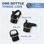 IRON °FLASK Camping & Hiking Hydration Canteens - 3 Lids (Narrow Straw Lid) Leak Proof Vacuum Insulated Stainless Steel - Hot & Cold Double Walled Sports Water Bottle - Bubble Gum, 16 Oz