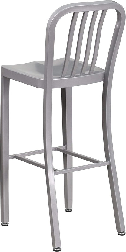 Flash Furniture Commercial Grade 30" High Silver Metal Indoor-Outdoor Barstool - Image 5