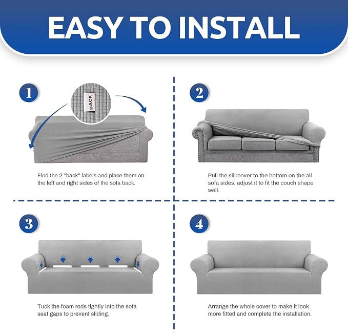 Stretch Couch Covers for Sofa, 3 Cushion Couch Slipcover, Elastic Bottom for - Image 7