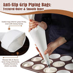 14-Piece Reusable Piping Bags and Tips Set- Cotton Baking Kit with Coupler, Stainless Steel Nozzles,Silicone Cable Ties& Cleaner for Cakes/Cupcakes/Cookies Decorating