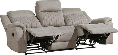 Lexicon Manual Double Reclining Sofa, Polished Microfiber Upholstered 3 Seater - Image 10
