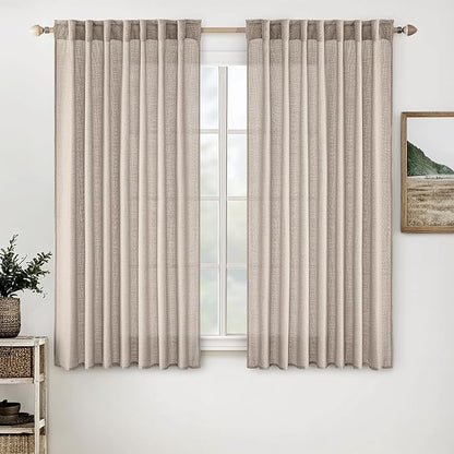 MIULEE Natural Linen Curtains 52x63 Inch Length by MIULEE
