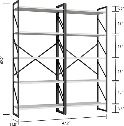 Shintenchi 2-Tier Bookshelf: Tall Industrial Bookcase - Image 2