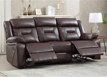 EBELLO Faux Leather Manual Reclining Sofa, 3 Seat Recliner Sofa Chair, Couch - Image 6
