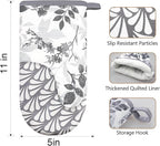Thumb Oven Mitts, Heat and Slip Resistant Silicone Kitchen Mittens 2-Pack Set, Foliage Textured Flower Soft Long Oven Gloves, Flexible Thick Potholders for Safe Baking Cooking and Gr (Grayish)