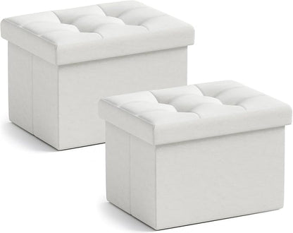 Ornavo Home Small Storage Ottoman, Foldable Collapsible Rectangle Linen Ottoman by OrnavoHome