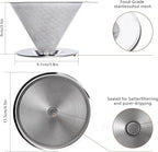 Coffee Strainer, V60 Pour Over, 18/10 Stainless Steel Laser Coffee Dripper, Fine Mesh Double Layer Metal Cone Filter, Colador De Cafe, Coffee Maker 1-4 Cup