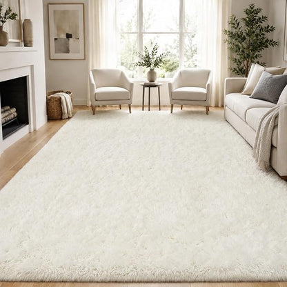 PLHXFR 9x12 Area Rugs Living Room: Fluffy Bedroom Rug Shag Carpet White | by PLHXFRSoftAreaRugs