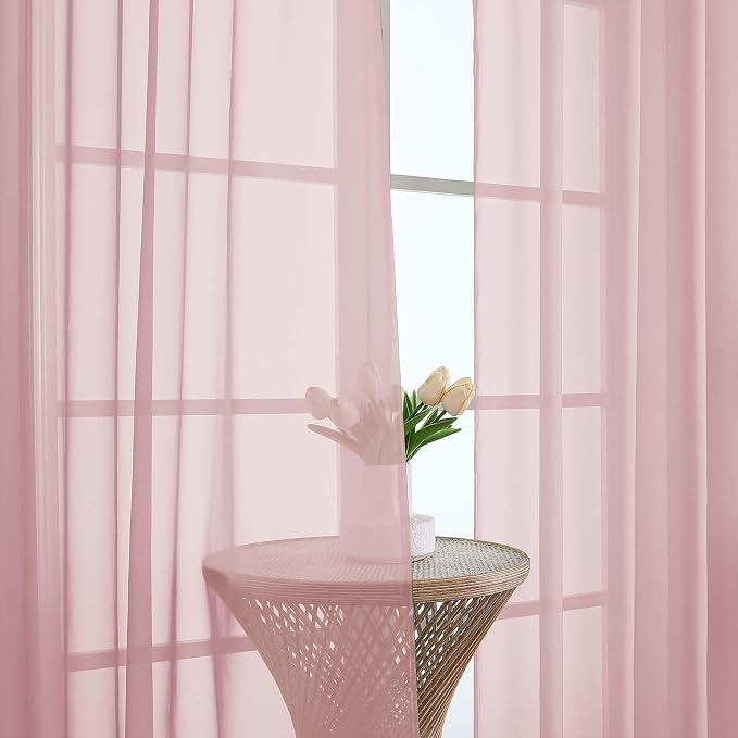 Sheer Blush Curtains 108 Inches Long - Image 4