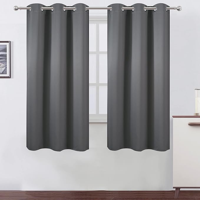 Grey Blackout Curtains 42 x 63 Inch Length/Set of 2 Curtain Panels/Thermal by Lemomo