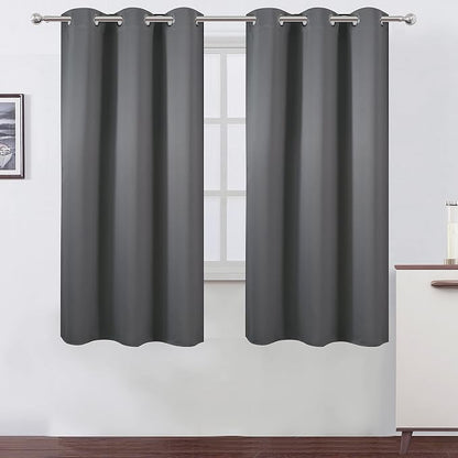 Grey Blackout Curtains 42 x 63 Inch Length/Set of 2 Curtain Panels/Thermal by Lemomo