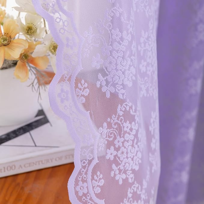 YJ YANJUN Vintage Lace Curtains 72 Inches Long-Victorian Floral Pattern - Image 5