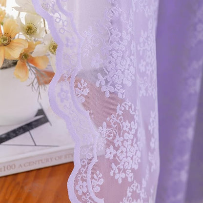 YJ YANJUN Vintage Lace Curtains 72 Inches Long-Victorian Floral Pattern - Image 5
