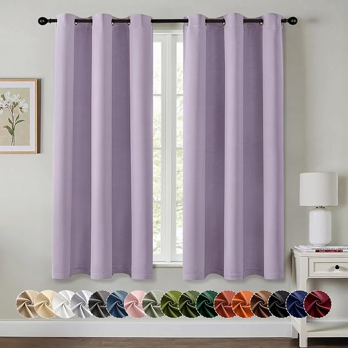 MIULEE Blackout Curtains for Bedroom 2 Panels 40 x 54 Inch Long Lilac | Thermal by MIULEE