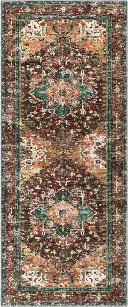 Yamaziot Washable Runner Rug, 2x5 Non-Slip Boho Vintage Hallway Kitchen Rug | - Image 2