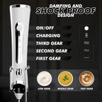 Rechargeable Handheld Milk Frother - Electric Foam Maker - Portable Coffee Frother Wand with 2 Heads - Stainless Steel Electric Whisk for Coffee, Latte, Cappuccino, Macchiato, Hot Chocolate (White)