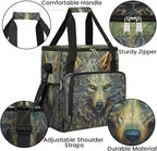 Cool Wolf With Gold Eyes Coffee Maker Carrying Bag, Waterproof Coffee Maker Travel Storage Bag, Portable Coffee Machine Tote Bag Carry on Bag Case with Shoulder Strap for Single Serve Coffee Maker