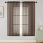Sheer Chocolate Curtains for Bedroom Living Room 63 Inch Length 2 Panels by WelvetBLK