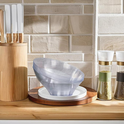 bUCLA 12 Pack Clear Plastic Serving Bowls - 20 OZ Angled Serving Bowls Disposable for Chip,Candy,Salad & Fruit - Ideal for Party & Wedding