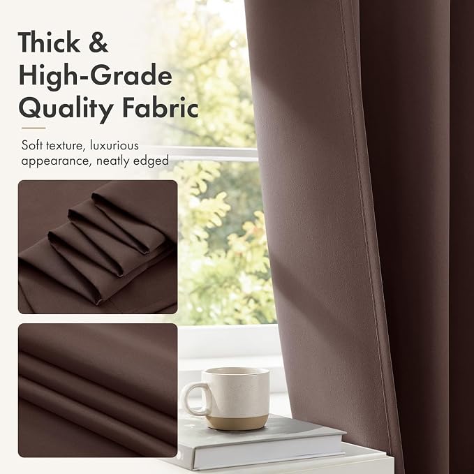 MIULEE Dark Brown Blackout Curtains 4 Panels Set 72 Inch Length Bedroom | - Image 6