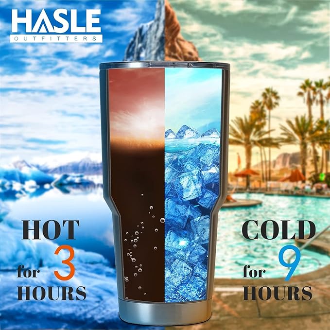 HASLE OUTFITTERS 30oz Stainless Steel Tumbler, Double Wall Vacuum Insulated Travel Mug Tumbler, Durable Insulated Coffee Mug, Gift Box Set (Amey Green, 12)