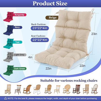 Rocking Chair Cushion, Waterproof and Fade-Resistant Adirondack Rocker Cushions - Image 2