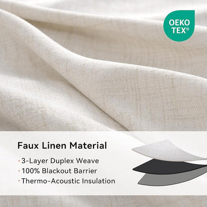 100% Blackout Linen Textured Curtains 72 Inch Long, Light Blocking, Thermal - Image 4