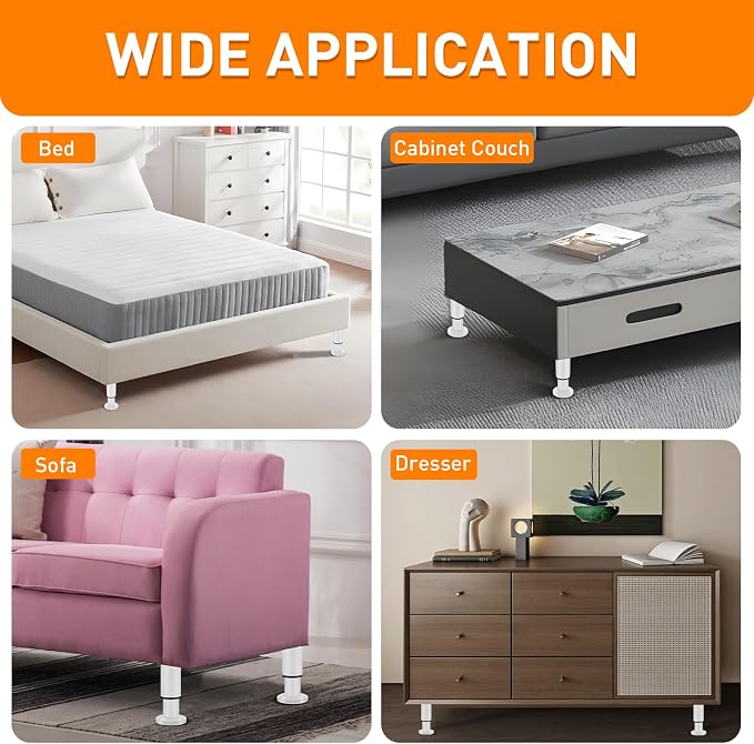 4 Pcs Adjustable Height Furniture Support Legs 7.08-12.2 inch, Metal Adjustable - Image 6