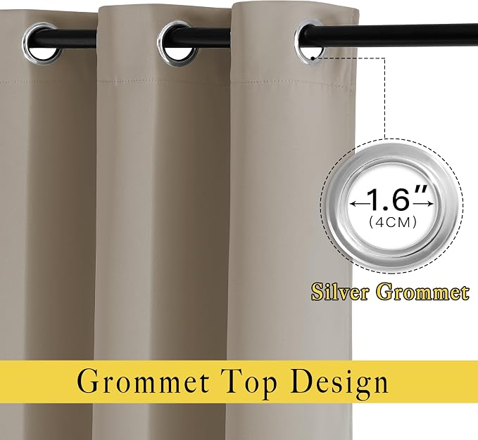NICETOWN Taupe Blackout Curtains - Image 2