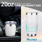 MEZMUT 20oz Coffee Tumbler with Lid and Straw Double Wall Vacuum Insulated Cup Stainless Steel Travel Mugs Insulated for Hot Cold Leakproof Powder Coated Tumbler for Indoor Outdoor(White, 4)