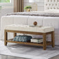 24KF Large Rectangular Upholstered Tufted Linen Ottoman Bench, Padded Bench by WEMARTHOMEDECOR